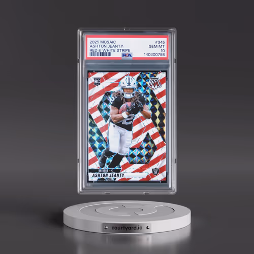 2025 Panini Mosaic #345 Ashton Jeanty - Red & White Stripe (PSA 10 GEM MINT)
