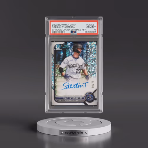 2022 Bowman Draft Chrome Draft Pick Autographs #CDAST Sterlin Thompson - Sparkle Refractor (PSA 10 G