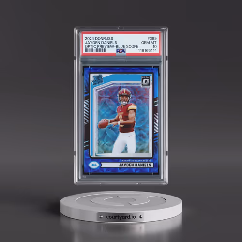 2024 Panini Donruss #389 Jayden Daniels - Optic Preview-Blue Scope (PSA 10 GEM MINT)