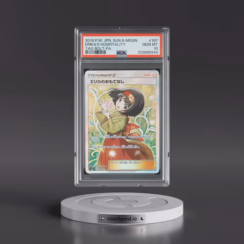 2018 Pokémon Sun & Moon Tag Bolt #107 Erika's Hospitality - Full Art (PSA 10 GEM MINT)