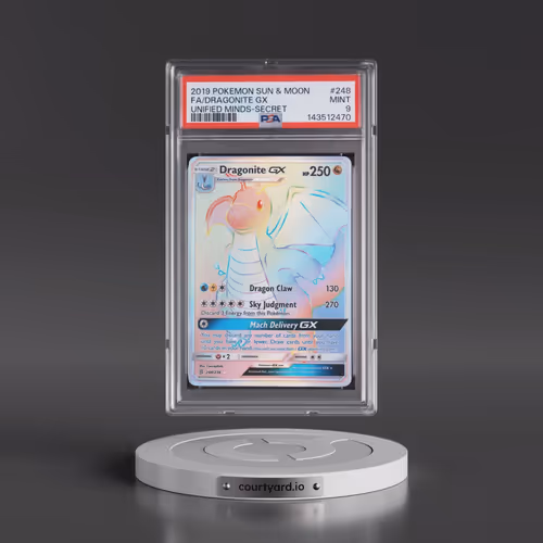 2019 Pokémon Sun & Moon Unified Minds #248 Dragonite GX - Holo Full Art Secret (PSA 9 MINT)