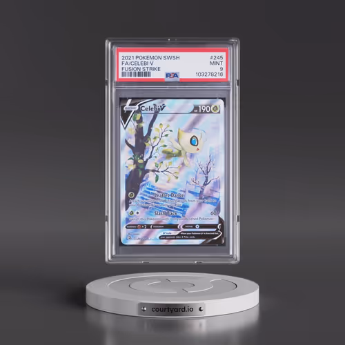 2021 Pokémon Sword & Shield Fusion Strike #245 Celebi V - Holo Full Art (PSA 9 MINT)
