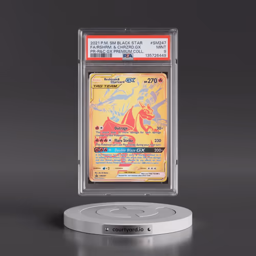2021 Pokémon SM Black Star Promo #SM247 Reshiram & Charizard GX - Holo Full Art Reshiram & Charizard
