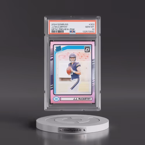 2024 Panini Donruss #303 JJ McCarthy - Optic Preview-Pink (PSA 10 GEM MINT)