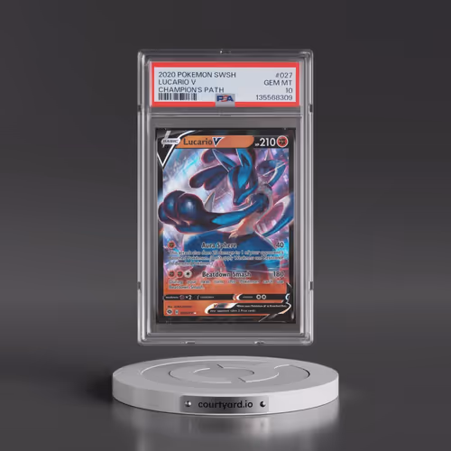 2020 Pokémon Sword & Shield Champion's Path #027 Lucario V - Holo (PSA 10 GEM MINT)