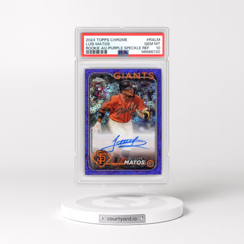 2024 Topps Chrome Rookie Autographs #RALM Luis Matos - Purple Speckle Refractor (PSA 10 GEM MINT)