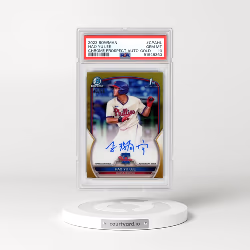 2023 Bowman Chrome Prospect Autographs #CPAHL Hao YU Lee - Gold Refractor (PSA 10 GEM MINT)
