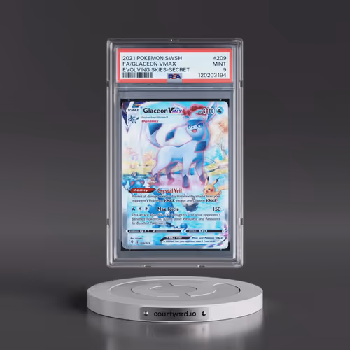 2021 Pokémon Sword & Shield Evolving Skies #209 Glaceon Vmax - Full Art Secret (PSA 9 MINT)