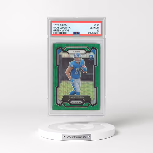 2023 Panini Prizm #332 Sam LaPorta - Green Wave (PSA 10 GEM MINT)