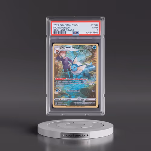2022 Pokémon Sword & Shield Brilliant Stars #TG02 Vaporeon - Full Art (PSA 9 MINT)