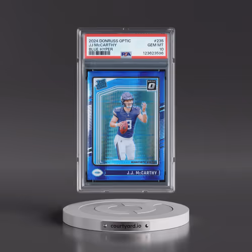 2024 Panini Donruss Optic #235 JJ McCarthy - Blue Hyper (PSA 10 GEM MINT)