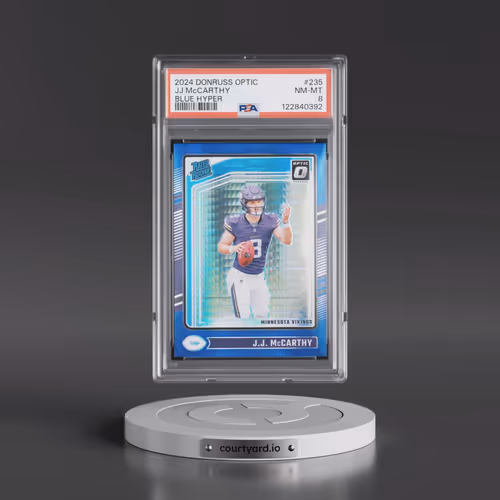 2024 Panini Donruss Optic #235 JJ McCarthy - Blue Hyper (PSA 8 NM-MT)