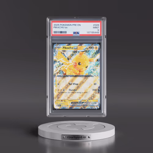 2025 Pokémon Pre EN-Prismatic Evolutions #028 Pikachu EX - Holo (PSA 9 MINT)