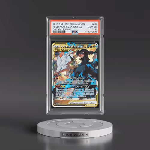2019 Pokémon Sun & Moon Dream League #036 Reshiram & Zekrom GX - Holo (PSA 10 GEM MINT)