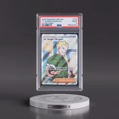 2025 Pokémon Meg EN-Mega Evolution #170 LT. Surge's Bargain - Ultra Rare (PSA 9 MINT)