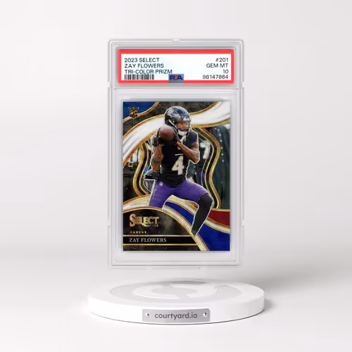 2023 Panini Select #201 Zay Flowers - Tri-Color Prizm (PSA 10 GEM MINT)