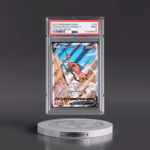 2021 Pokémon Sword & Shield Chilling Reign #174 Galarian Zapdos V - Holo Full Art (PSA 9 MINT)