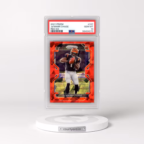 2021 Panini Prizm #337 JA'Marr Chase - Red Ice (PSA 10 GEM MINT)