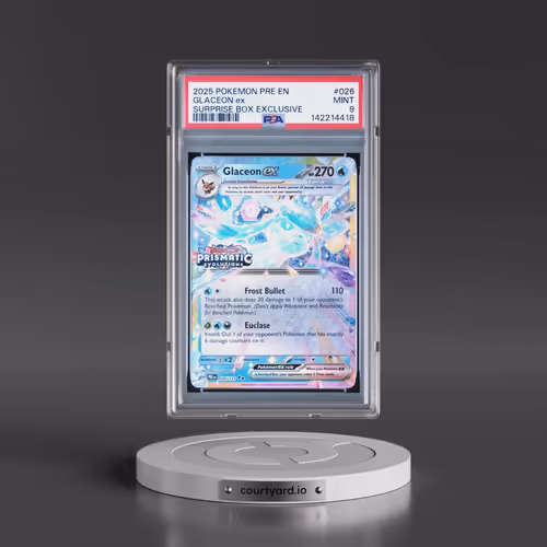 2025 Pokémon Pre EN-Prismatic Evolutions #026 Glaceon EX - Holo Surprise Box Exclusive (PSA 9 MINT)
