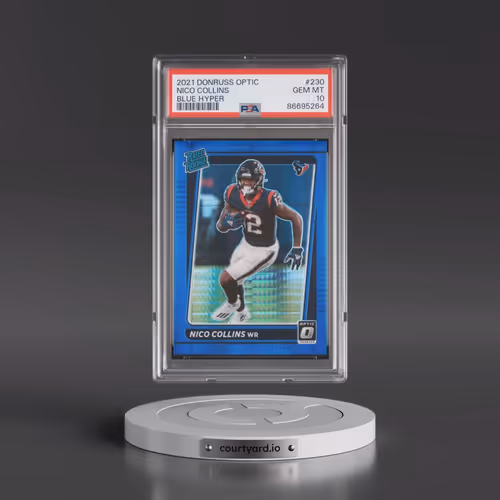 2021 Panini Donruss Optic #230 Nico Collins - Blue Hyper (PSA 10 GEM MINT)