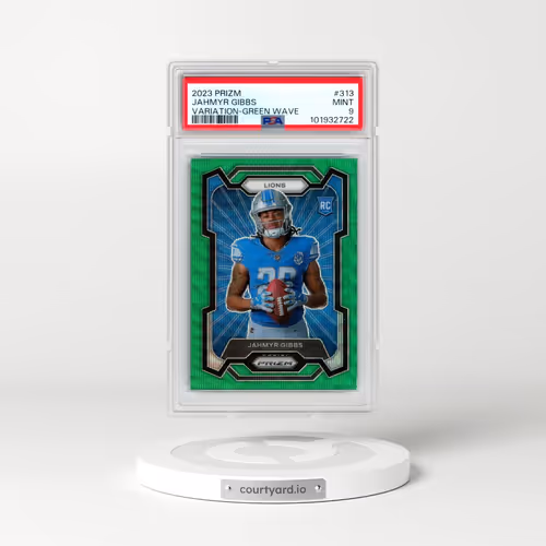 2023 Panini Prizm #313 Jahmyr Gibbs - Variation-Green Wave (PSA 9 MINT)