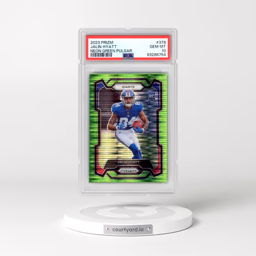 2023 Panini Prizm #378 Jalin Hyatt - Neon Green Pulsar (PSA 10 GEM MINT)