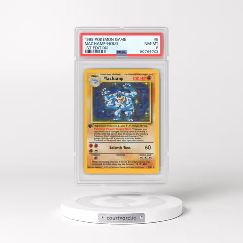 1999 Pokémon Game #8 Machamp - 1st Edition Holo (PSA 8 NM-MT)