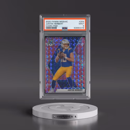 2020 Panini Mosaic #204 Justin Herbert - Camo Pink (PSA 9 MINT)