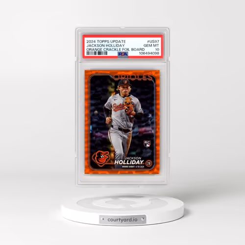 2024 Topps Update #US97 Jackson Holliday - Orange Crackle Foil Board (PSA 10 GEM MINT)