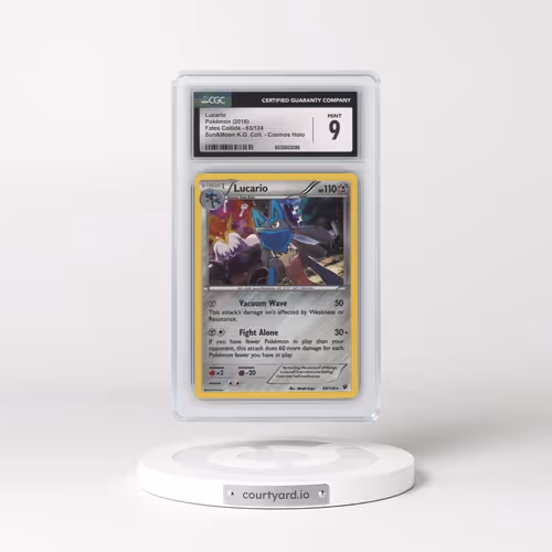 2016 Fates Collide #63/124 Lucario - Sun & Moon Knock Out Collection Cosmos Holo (CGC 9 MINT)