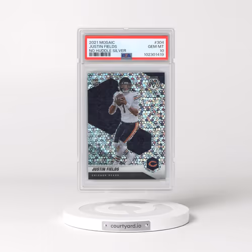 2021 Panini Mosaic #304 Justin Fields - No Huddle Silver (PSA 10 GEM MINT)