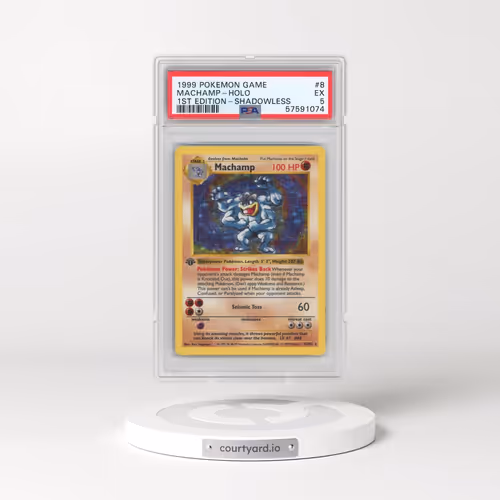 1999 Pokémon Game #8 Machamp - 1st Edition Holo Shadowless (PSA 5 EX)