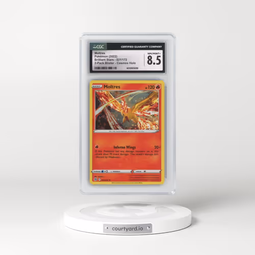 2023 Pokémon Sword and Shield Silver Tempest Two Pack Blister #021 Moltres - Holo (CGC 8.5 NM-MT+)