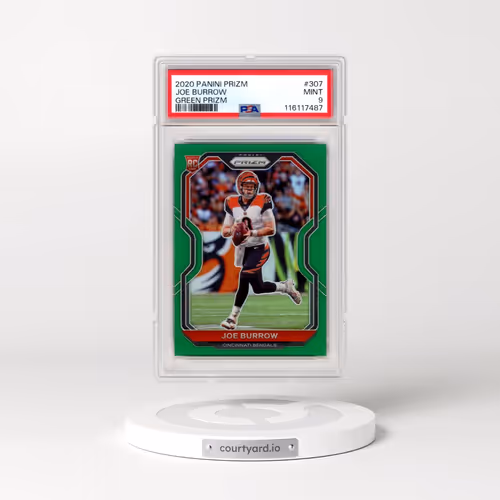 2020 Panini Prizm #307 Joe Burrow - Green Prizm (PSA 9 MINT)