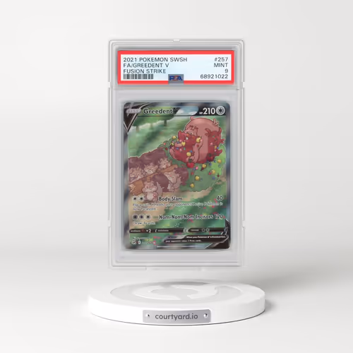 2021 Pokémon Sword & Shield Fusion Strike #257 Greedent V - Holo Full Art (PSA 9 MINT)