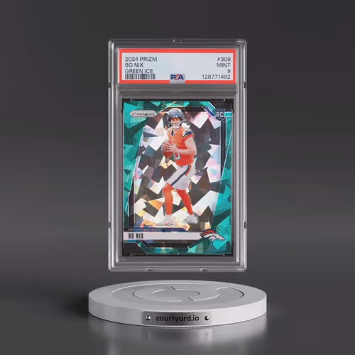 2024 Panini Prizm #309 Bo Nix - Green Ice (PSA 9 MINT)