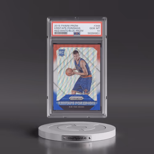 2015 Panini Prizm #348 Kristaps Porzingis - Red/White/Blue Prizm (PSA 10 GEM MINT)