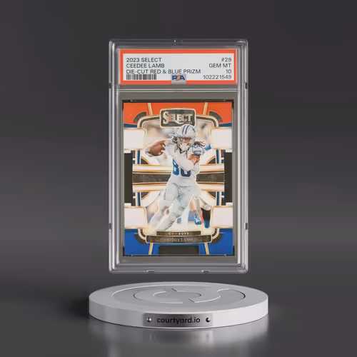 2023 Panini Select #29 Ceedee Lamb - Die-Cut Red & Blue Prizm (PSA 10 GEM MINT)