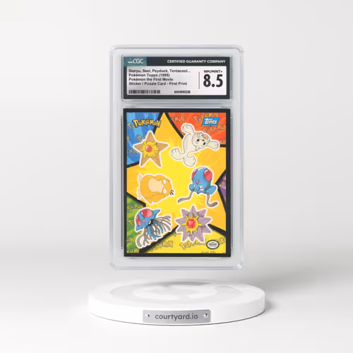 1999 Pokémon the First Movie Staryu, Seel, Psyduck, Tentacool, Tentacruel, Starmie - Sticker / Ash Puzzle Card First Print (Blue Topps Logo) (CGC 8.5 NM-MT+)