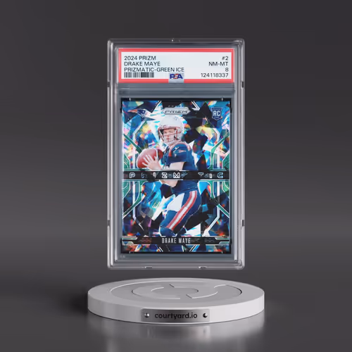 2024 Panini Prizm Prizmatic #2 Drake Maye - Green Ice (PSA 8 NM-MT)
