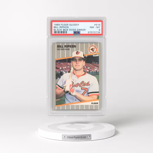1989 Fleer Glossy #616 Bill Ripken - Black Box Over Error (PSA 8 NM-MT)