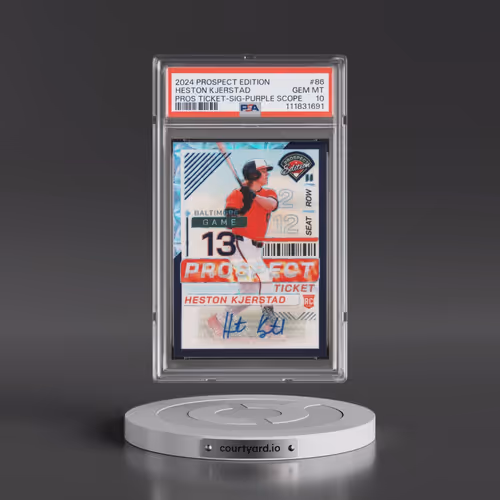 2024 Panini Prospect Edition Prospect Ticket #86 Heston Kjerstad - Signature-Purple Scope (PSA 10 GE