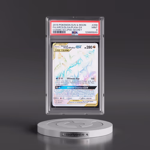 2019 Pokémon Sun & Moon Cosmic Eclipse #258 Arceus & Dialga & Palkia GX - Holo Full Art Secret (PSA
