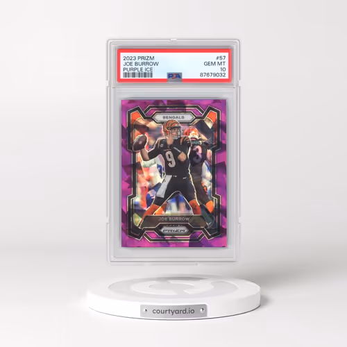 2023 Panini Prizm #57 Joe Burrow - Purple Ice (PSA 10 GEM MINT)