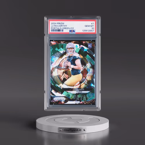 2024 Panini Prizm Portals #7 JJ McCarthy - Green Ice (PSA 10 GEM MINT)