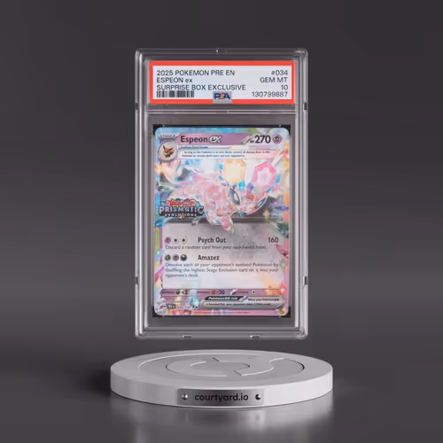2025 Pokémon Pre EN-Prismatic Evolutions #034 Espeon EX - Holo Surprise Box Exclusive (PSA 10 GEM MI