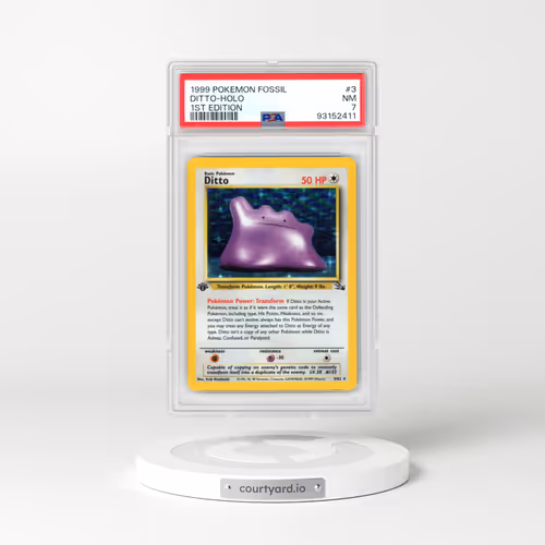 1999 Pokémon Fossil #3 Ditto - 1st Edition Holo (PSA 7 NM)