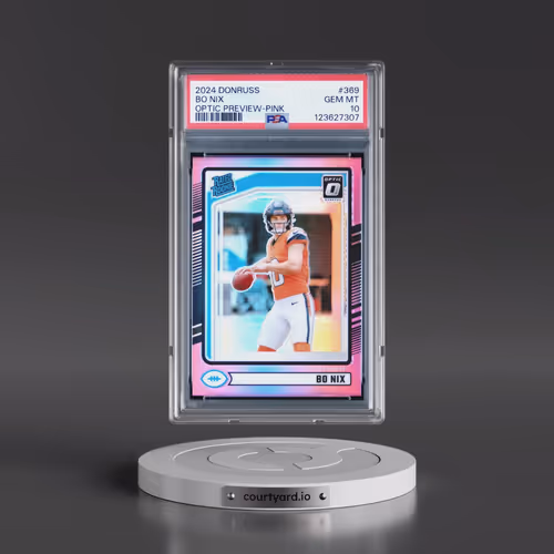 2024 Panini Donruss #369 Bo Nix - Optic Preview-Pink (PSA 10 GEM MINT)