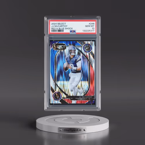 2024 Panini Select #246 JJ McCarthy - Red & Blue Shock (PSA 10 GEM MINT)