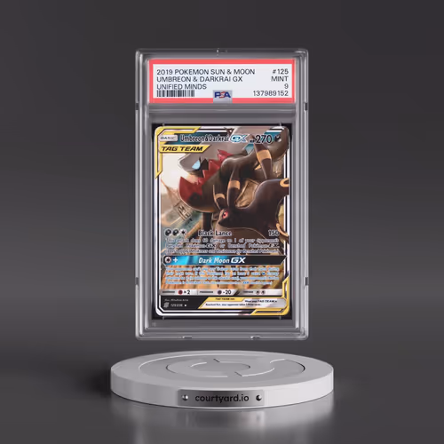 2019 Pokémon Sun & Moon Unified Minds #125 Umbreon & Darkrai GX - Holo (PSA 9 MINT)